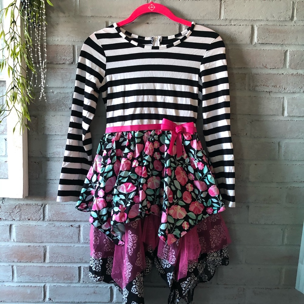 Counting Daisies Girls Stripped/Floral Dress